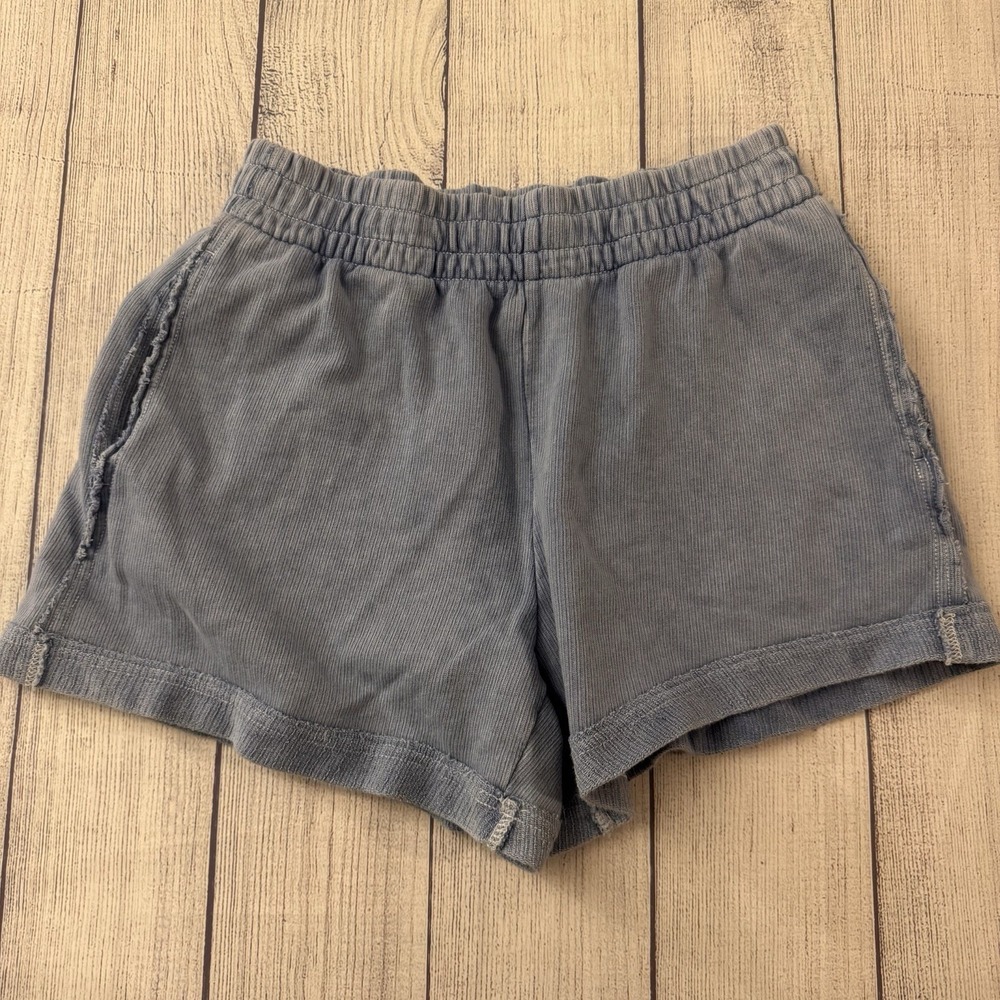 Aerie Blue Vintage Wash Cotton Sweat Shorts Women's Size Small Lounge Casual